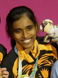 The six medallists in the women's doubles (Thinaah Muralitharan).jpg